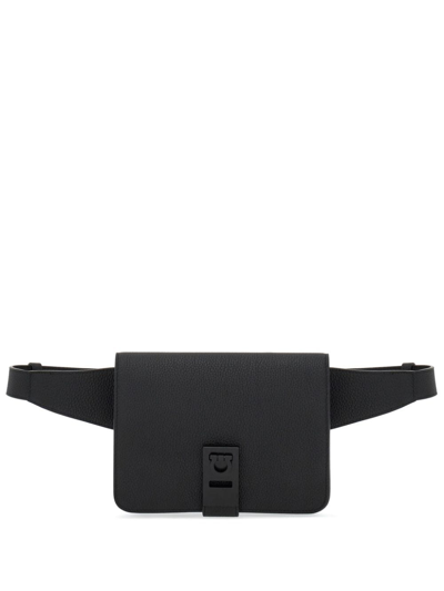 Shop Ferragamo Gancini-plaque Leather Belt Bag In Black