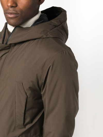 Herno Hooded Concealed-zip Fastening Jacket In Green