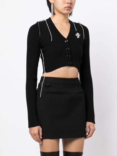 Shop Off-white Outline Cropped Cardigan In Black