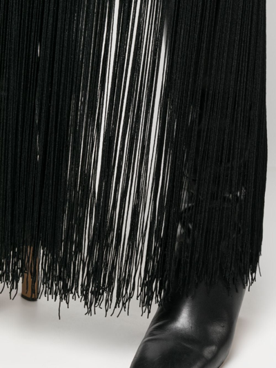 Shop Khaite Fine-knit Fringed Dress In Black