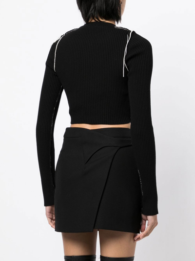 Shop Off-white Outline Cropped Cardigan In Black