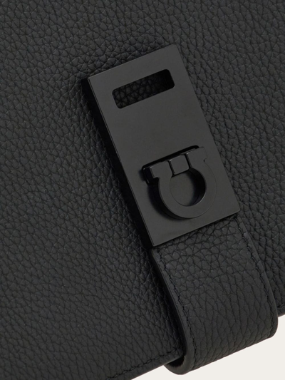 Shop Ferragamo Gancini-plaque Leather Belt Bag In Black