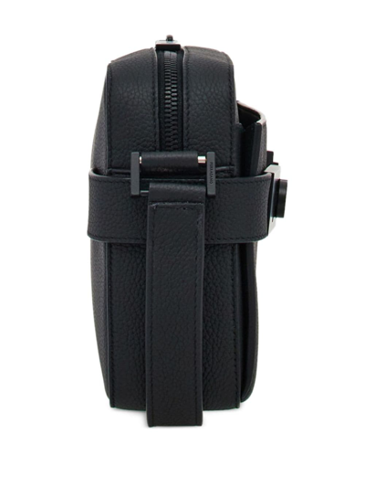 Shop Ferragamo Gancini Buckle Embellished Leather Shoulder Bag In Black