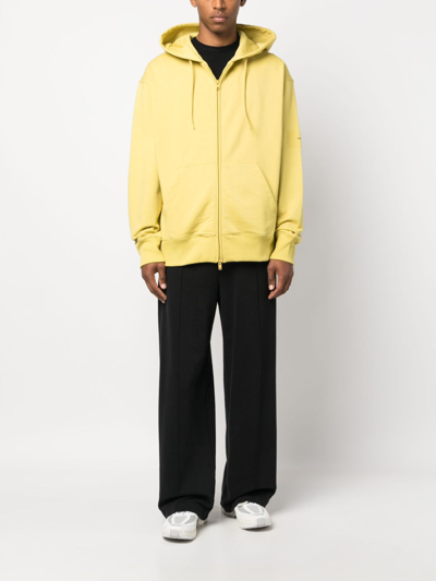 Shop Y-3 Logo-patch Organic-cotton Hoodie In Yellow
