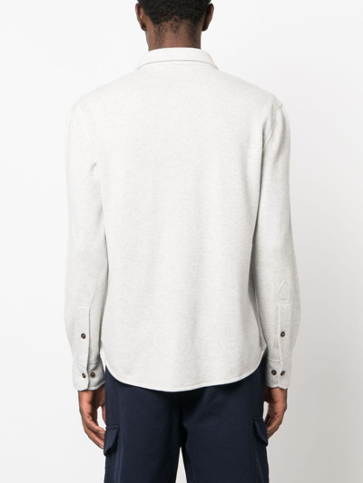 Shop Brunello Cucinelli Long-sleeve Wool-blend Shirt In Grey