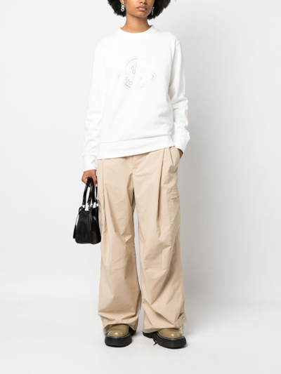 Moncler Logo-embellished Cotton Sweatshirt In White