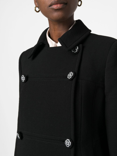 Shop Etro Double-breasted Virgin Wool-blend Coat In Black