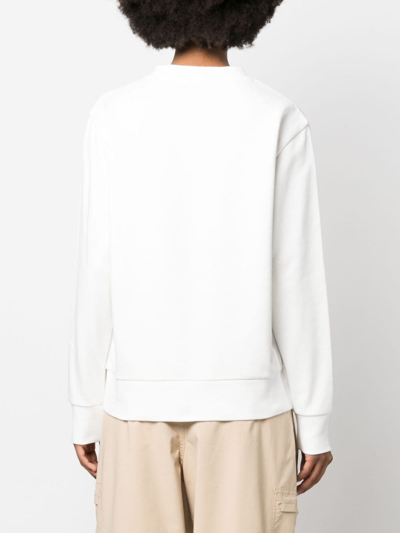 Shop Moncler Logo-embellished Cotton Sweatshirt In White