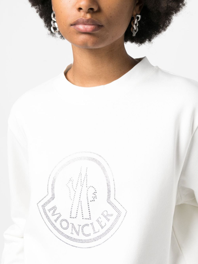 Shop Moncler Logo-embellished Cotton Sweatshirt In White