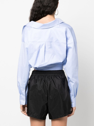 Shop Alexander Wang Wrap Cotton Shirt In Blue