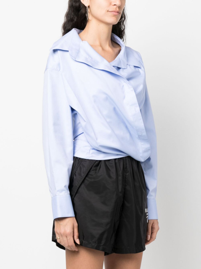 Shop Alexander Wang Wrap Cotton Shirt In Blue