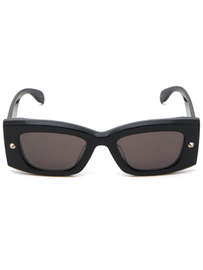 Shop Alexander Mcqueen Spike Studs Rectangle-frame Sunglasses In Black