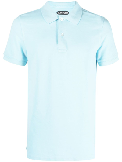 Shop Tom Ford Short-sleeve Cotton Polo Shirt In Blue