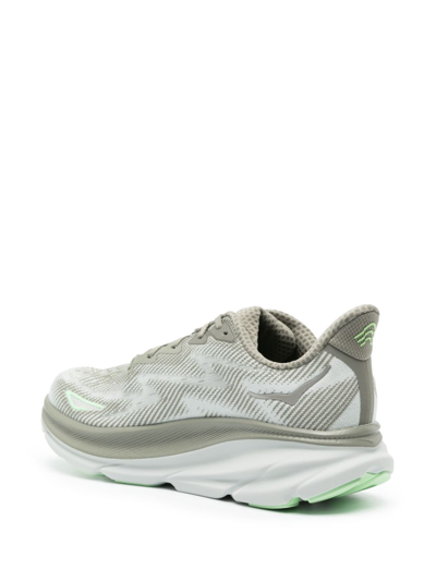 Shop Hoka One One Clifton 9 Mesh-panelling Sneakers In Green