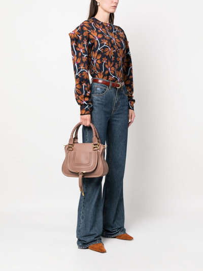 Chloé Small Marcie Logo-debossed Tote Bag In Pink