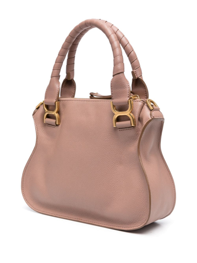 Shop Chloé Small Marcie Logo-debossed Tote Bag In Pink