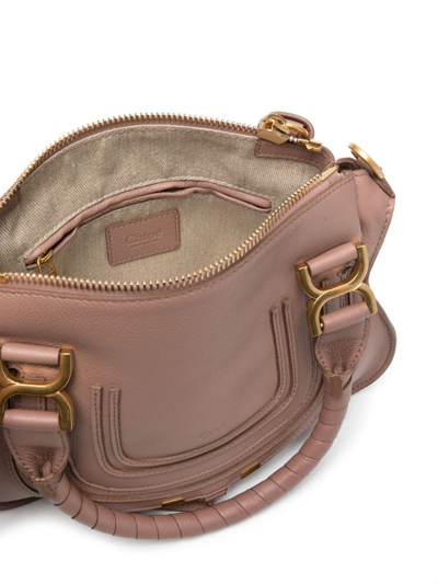 Chloé Small Marcie Logo-debossed Tote Bag In Pink