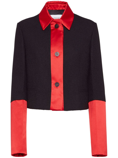 Shop Ferragamo Colour-block Cropped Jacket In Black