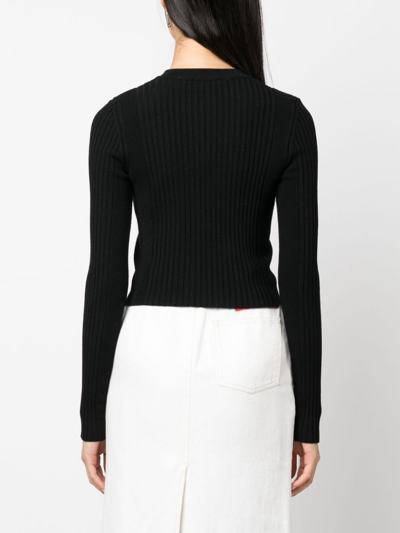Rabanne Ribbed Wool-blend Cardigan In Black