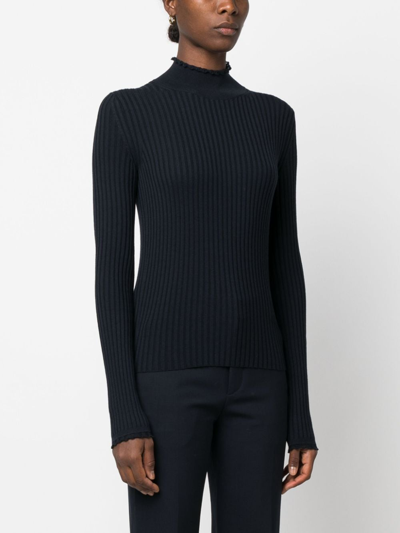 Chloé Ribbed Wool Jumper In Blue