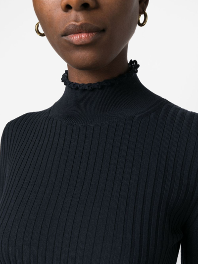 Chloé Ribbed Wool Jumper In Blue