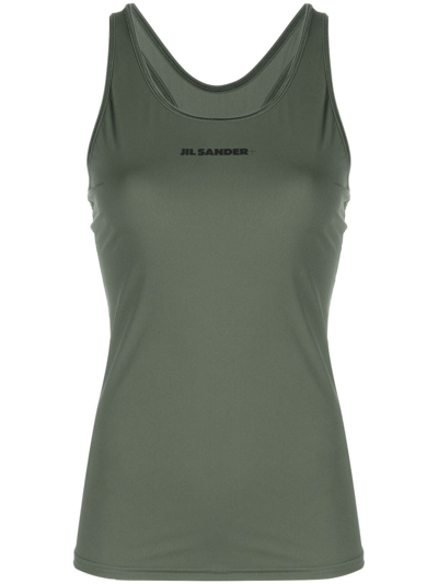 Shop Jil Sander Logo-print Tank Top In Green