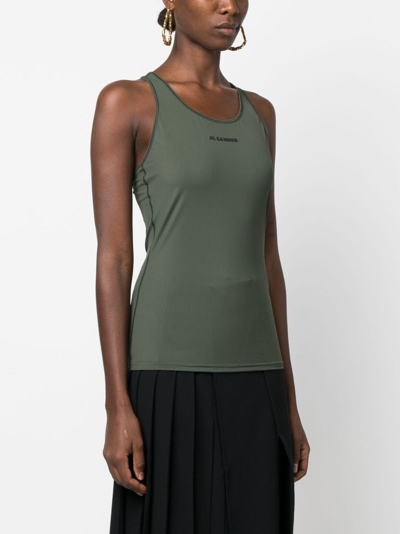 Shop Jil Sander Logo-print Tank Top In Green