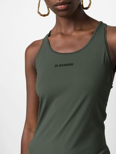 Shop Jil Sander Logo-print Tank Top In Green