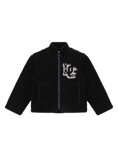 Shop Dolce & Gabbana Dg-embroidered Teddy Jacket In Black