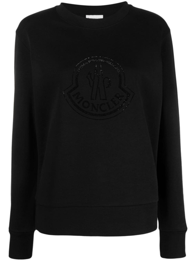 Shop Moncler Logo-embellished Cotton Sweatshirt In Black