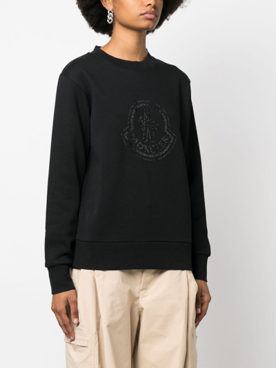 Shop Moncler Logo-embellished Cotton Sweatshirt In Black
