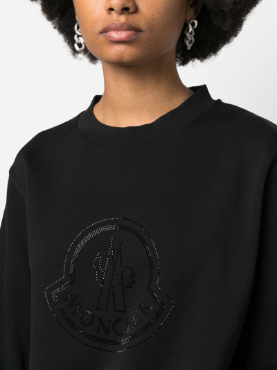 Shop Moncler Logo-embellished Cotton Sweatshirt In Black