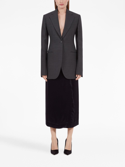 Shop Ferragamo Long-sleeved Wool Single-breasted Blazer In Grey