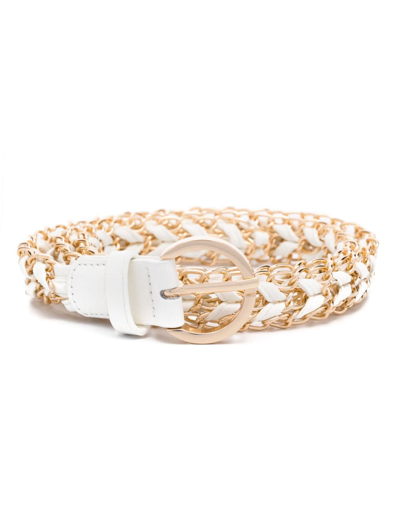 Shop Liu •jo Chain-link Faux-leather Belt In White