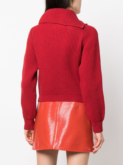 Shop Jacquemus Vega Asymmetric Wool-blend Jumper In Red