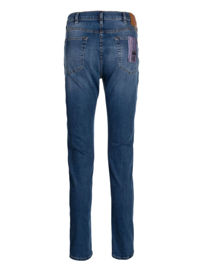 Shop Ps By Paul Smith Organic Reflex Stretch Mid-rise Slim-fit Jeans In Blue