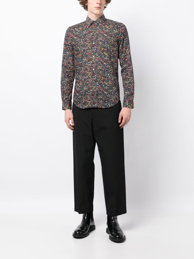 Shop Paul Smith Floral-print Cotton Shirt In Black