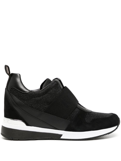 Shop Michael Kors Maven Mixed-media Leather Sneakers In Black