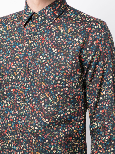 Shop Paul Smith Floral-print Cotton Shirt In Black
