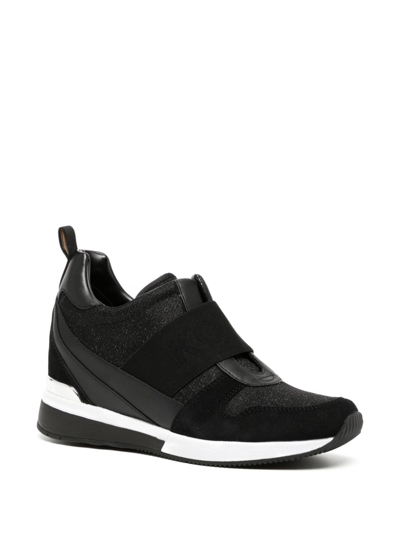 Shop Michael Kors Maven Mixed-media Leather Sneakers In Black