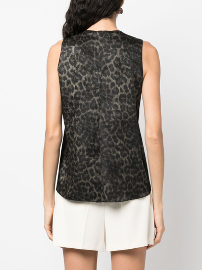 Shop Blanca Vita Tamaya Leopard-print Tank Top In Black