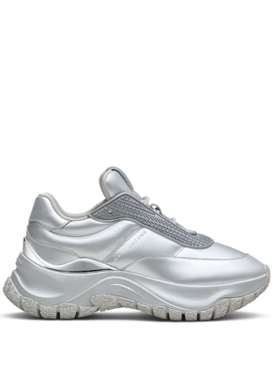 Shop Marc Jacobs The Metallic Lazy Runner Sneakers In Silver