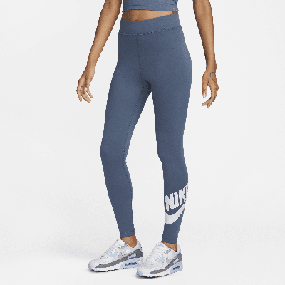 Shop Nike Women's  Sportswear Classics High-waisted Graphic Leggings In Blue