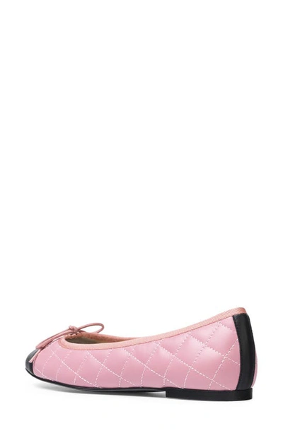 Jon Josef Belle Quilted Ballerina Flat In Pink/ Black Combo