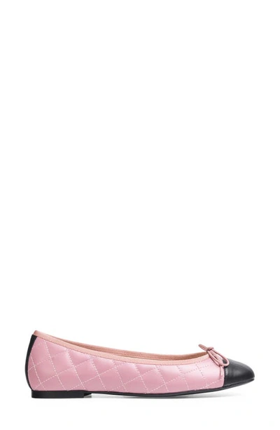 Jon Josef Belle Quilted Ballerina Flat In Pink/ Black Combo