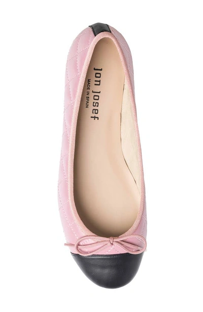 Shop Jon Josef Belle Quilted Ballerina Flat In Pink/ Black Combo