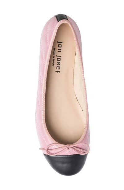 Jon Josef Belle Quilted Ballerina Flat In Pink/ Black Combo