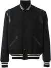 Saint Laurent Gabardine And Leather Teddy Jacket