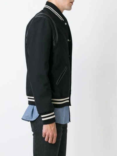 Saint Laurent Gabardine And Leather Teddy Jacket