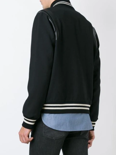 Saint Laurent Gabardine And Leather Teddy Jacket